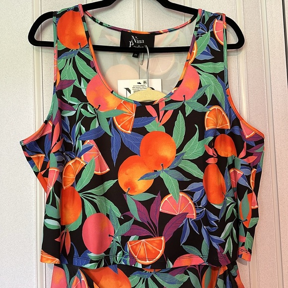 NWT NINA PARKER TROPICAL FRUIT SKIRT & CROP TOP SET 2X - Picture 3 of 10